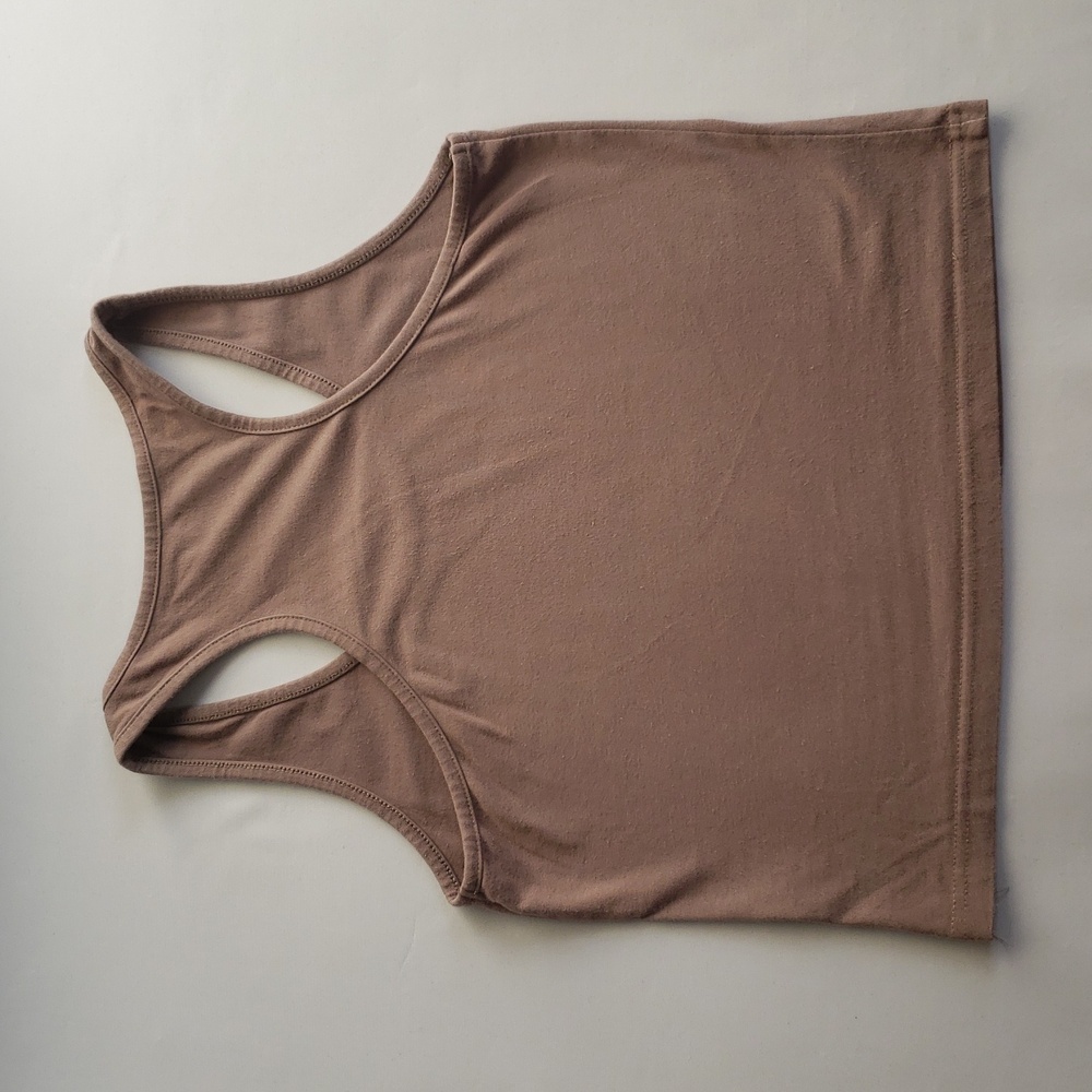 Taupe Racerback Crop Tank - Picture 2 of 2
